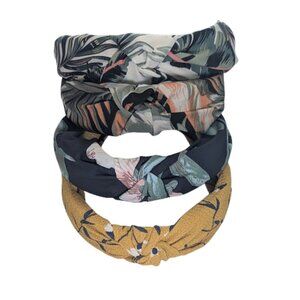 Set of 4 Knotted Headbands Fabric Boho/Floral — One Size